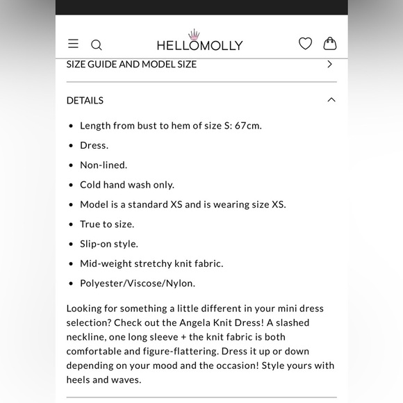 Hello Molly Angela knit dress M/L One-Shoulder Blue Knit Dress - Picture 6 of 6